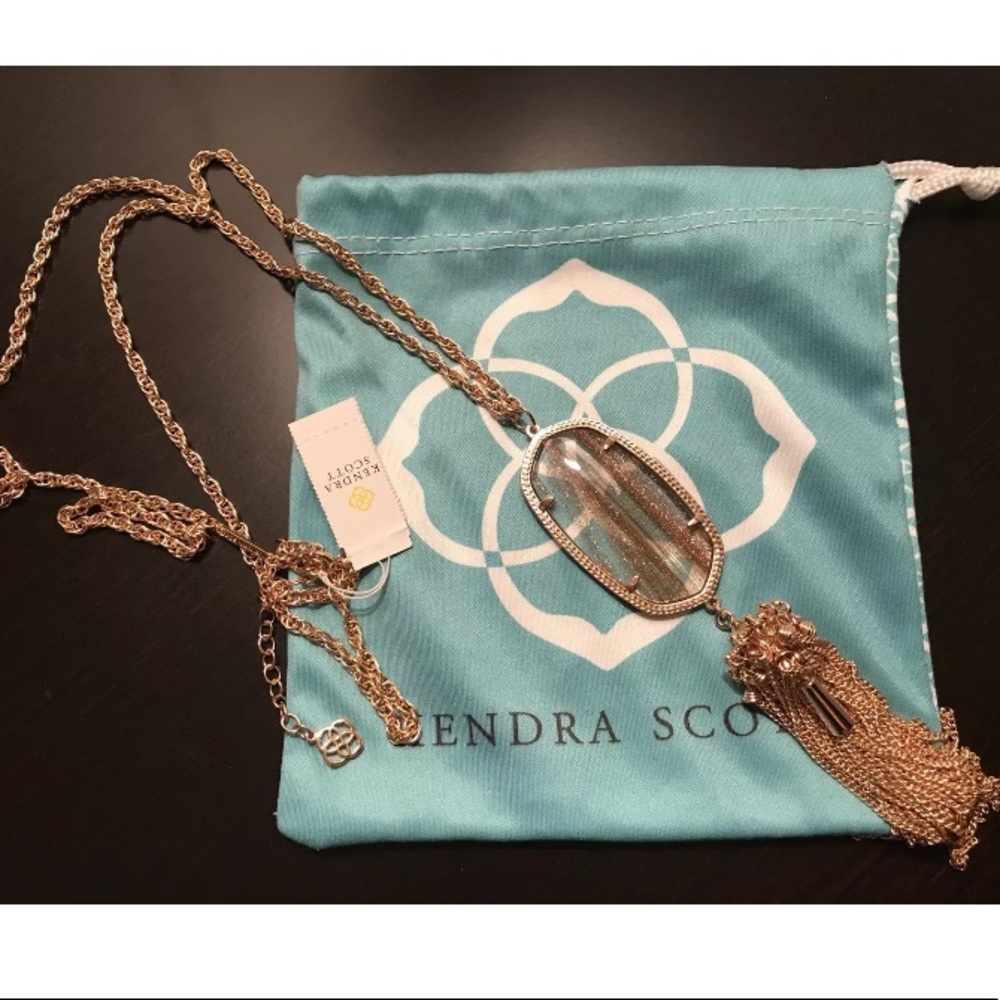 Kendra Scott Rayne RoseGold Glitter Stone Necklace
